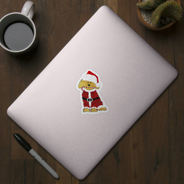 Christmas Goldendoodle Santa Claus by EMR_Designs